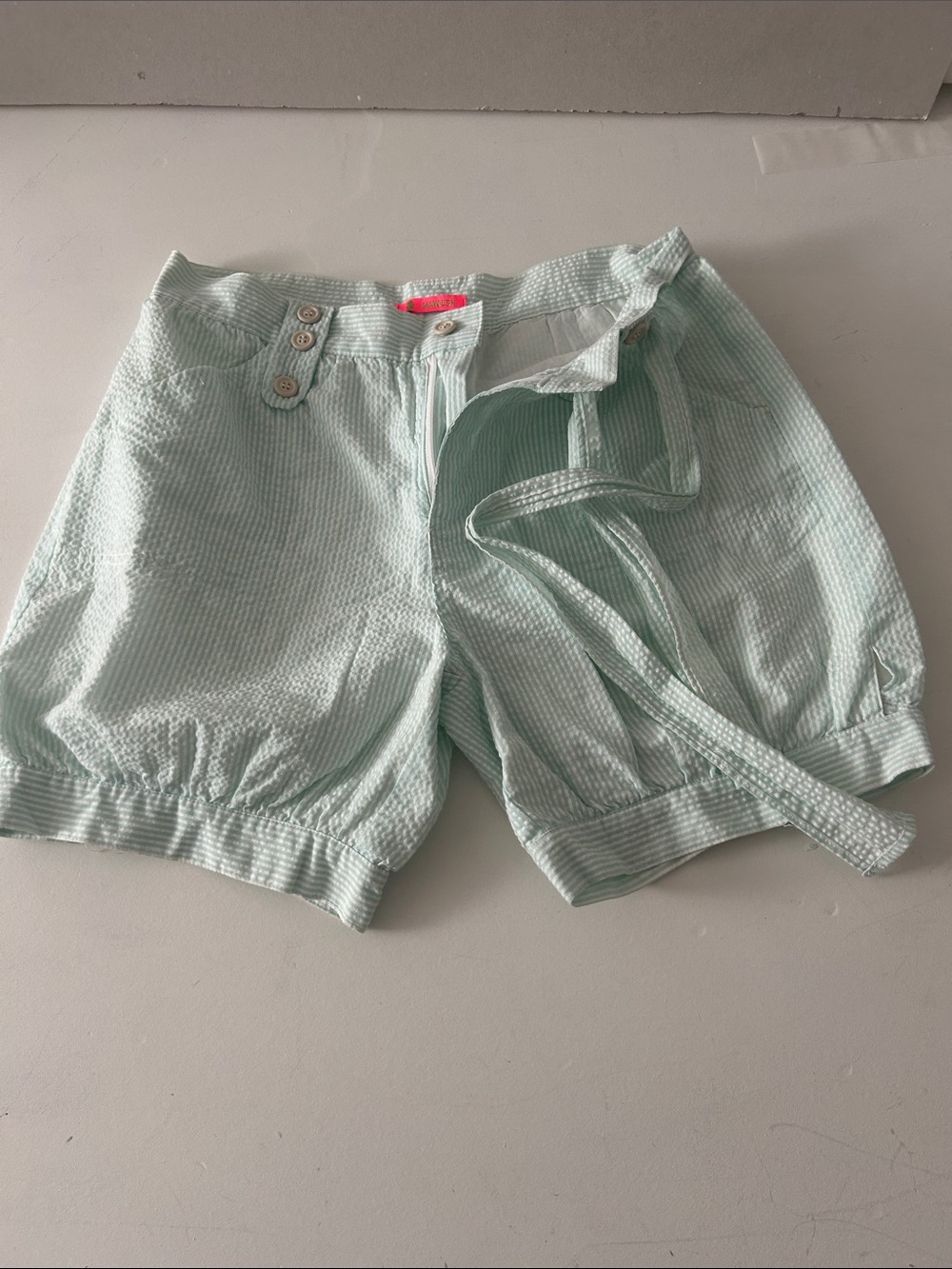 Manoush Women's Mint Green Seersucker Bloomer Shorts